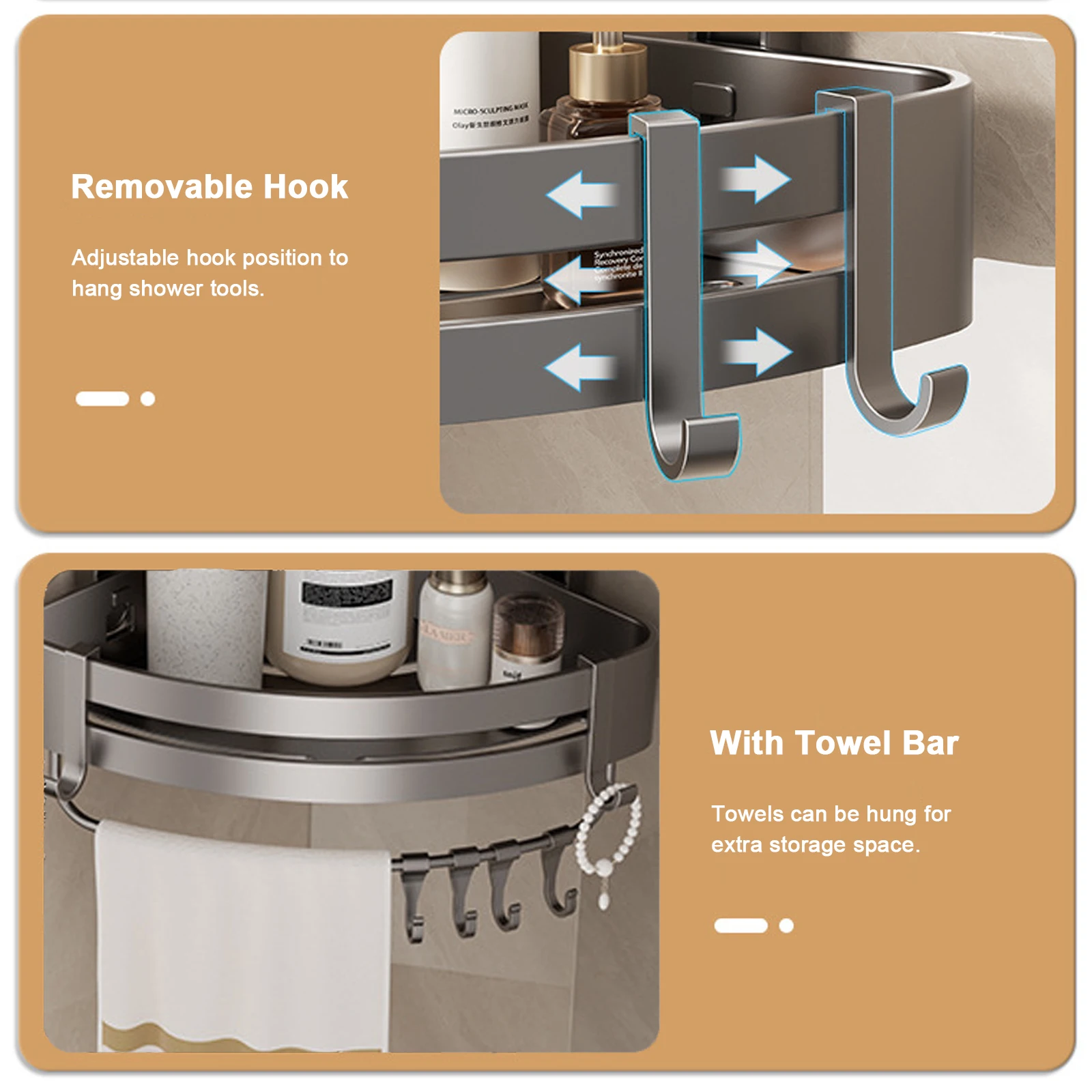 Wall Mounted Organizer Shower Rack without drilling