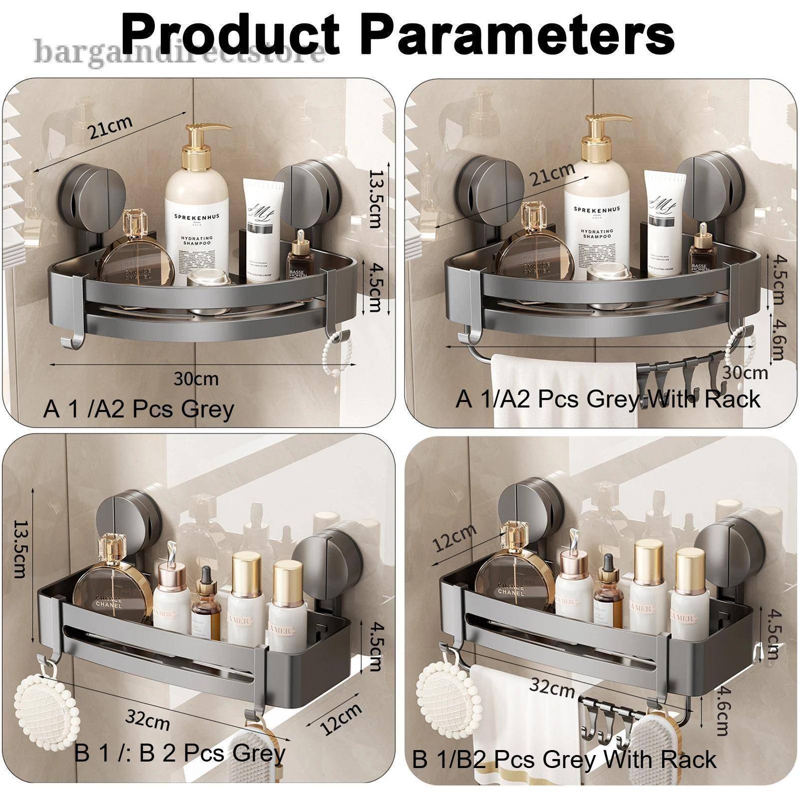 Wall Mounted Organizer Shower Rack without drilling Kitchen/bathroom tidy items without drilling